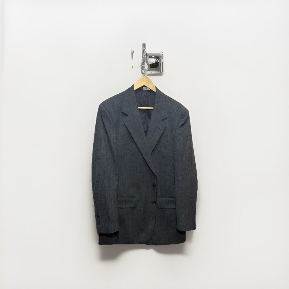 Burberry’s Pure Lana Wool Blazer Vintage 80s Men’s 42R Gray 2-Button USA Made